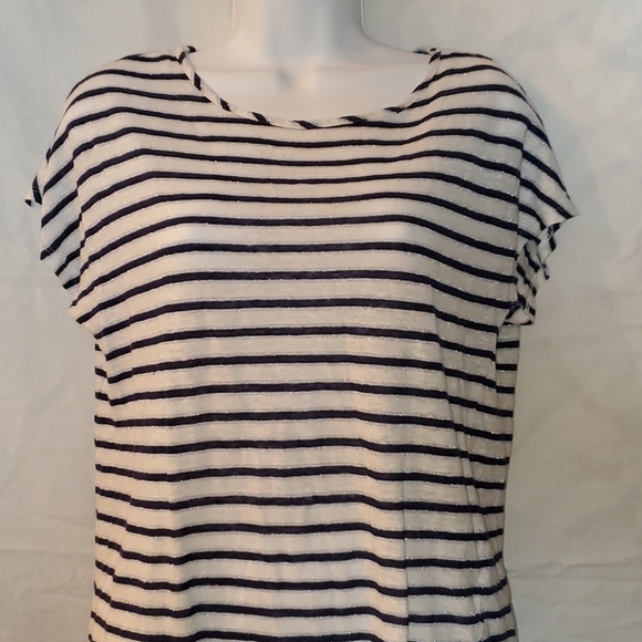 Christian Siriano horizontal striped linen top - Picture 2 of 14